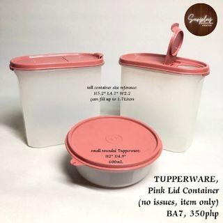 Tupperwared Pink Lid Container