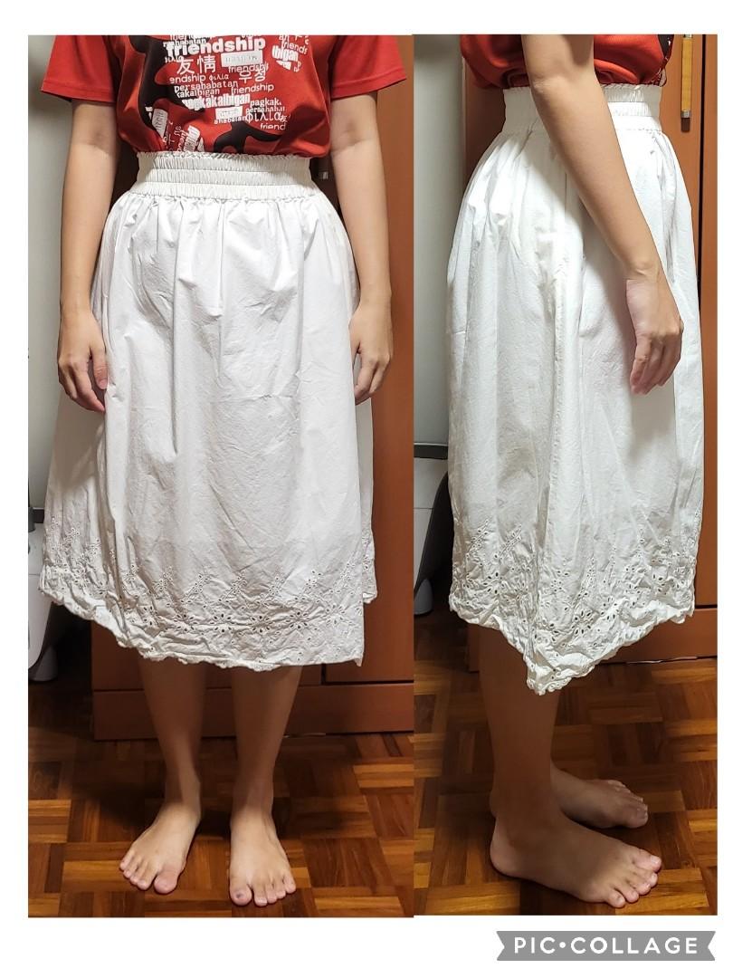 Uniqlo white lace skirt on sale