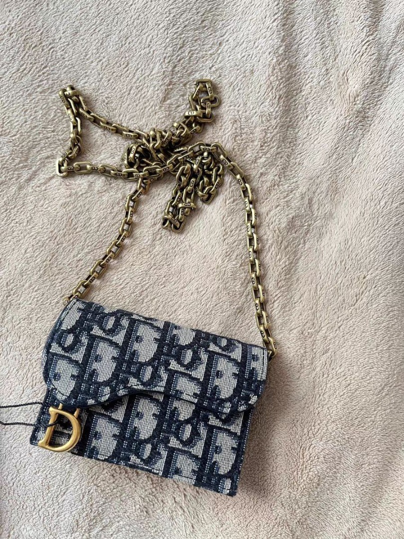XHS DIOR CHAIN STRAP for card holder wallet. Saddle Oblique Lady Dior