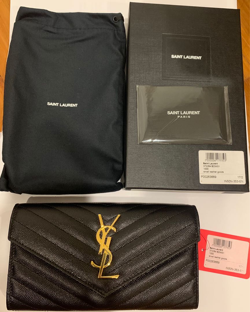 YSL Monogram long Wallet in black, Women's Fashion, Bags & Wallets ...
