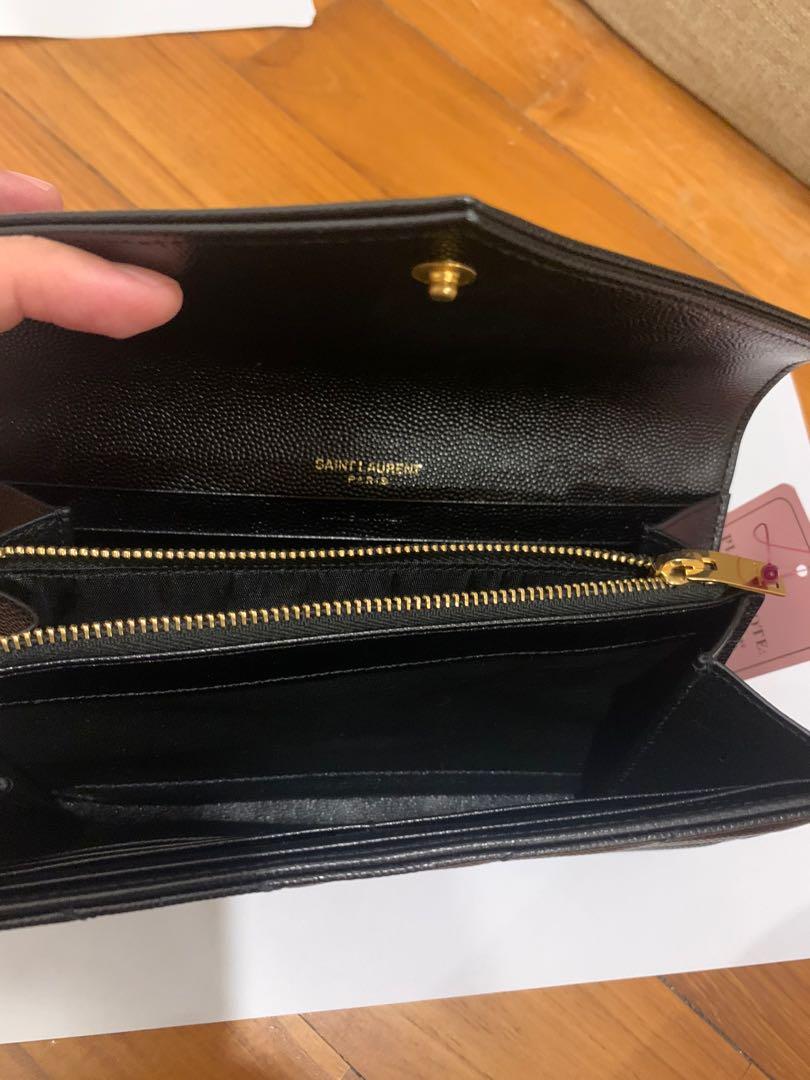 YSL Monogram long Wallet in black, Women's Fashion, Bags & Wallets