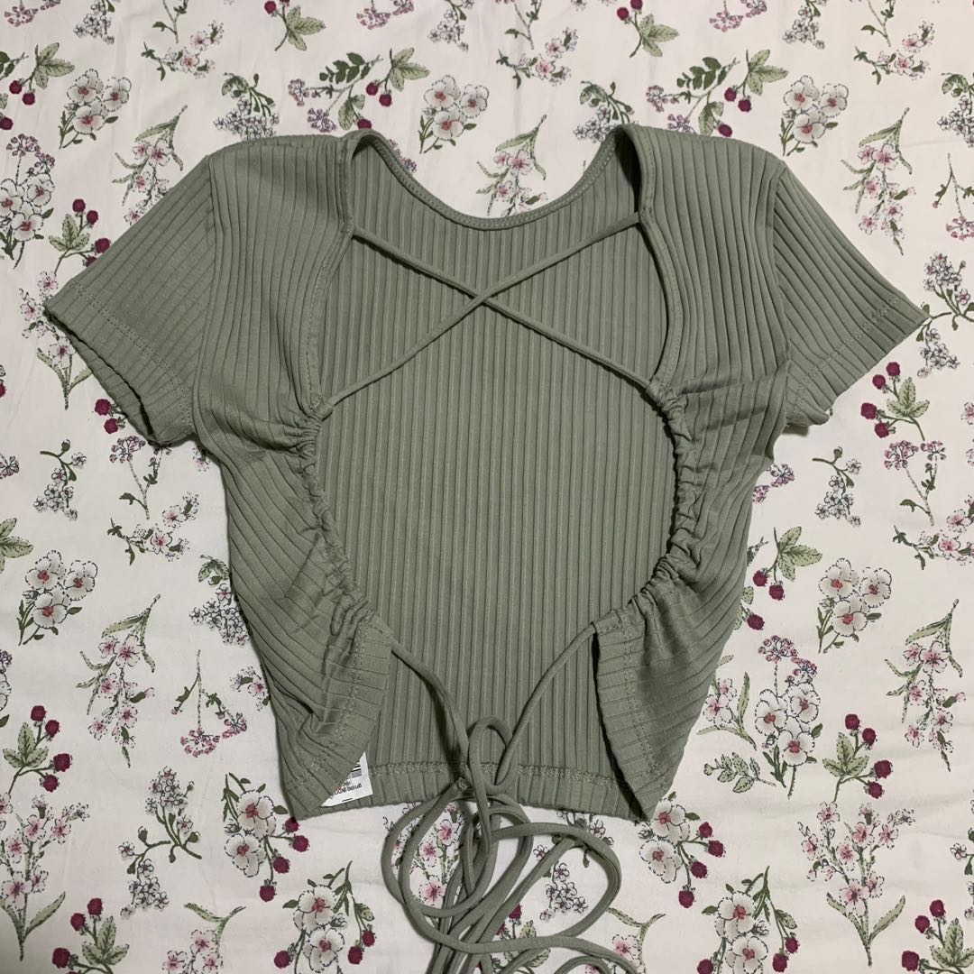 Zara Backless Sage Green Top, Women's Fashion, Tops, Shirts on Carousell