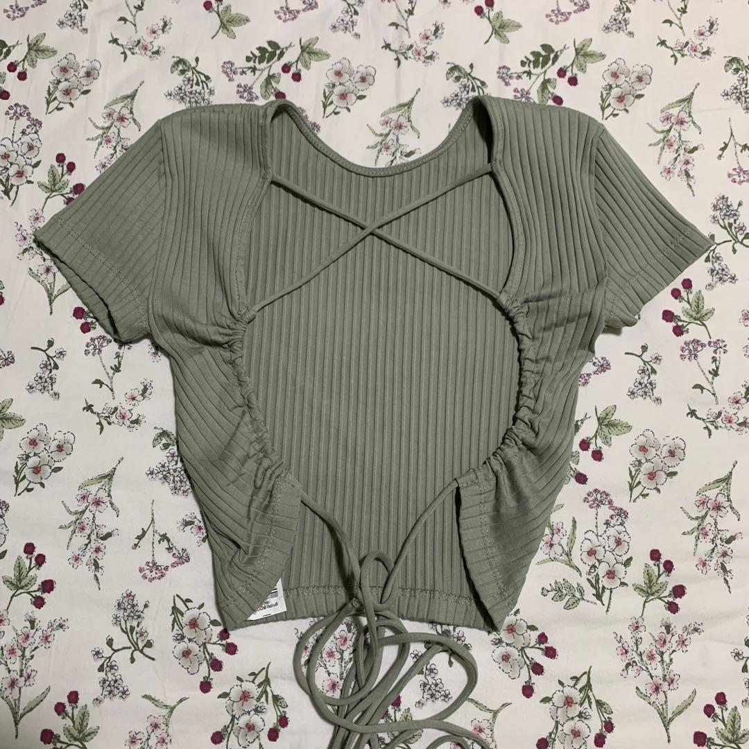 Zara Backless Sage Green Top, Women's Fashion, Tops, Shirts on Carousell