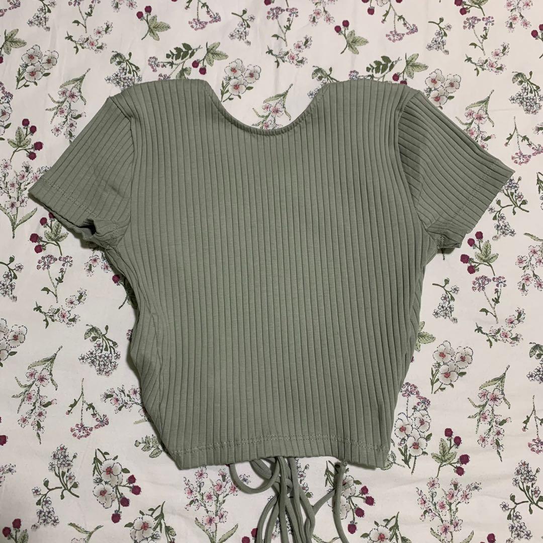 Zara Backless Sage Green Top, Women's Fashion, Tops, Shirts on Carousell