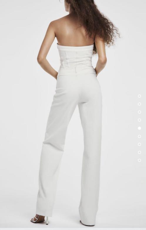 Zara denim-corset jumpsuit  White denim jumpsuit, Denim fashion