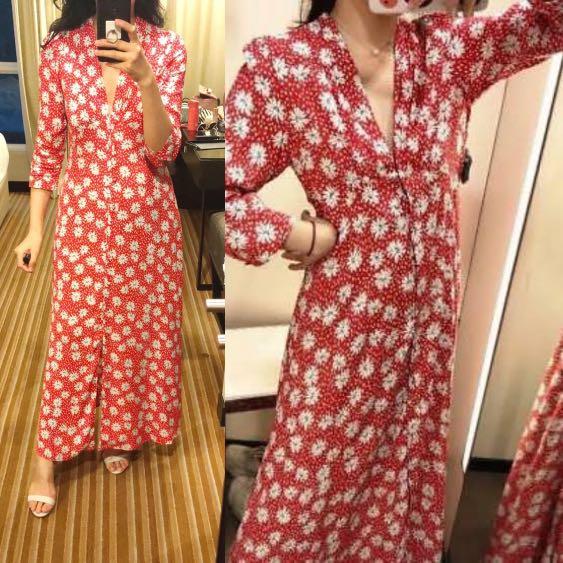 Zara red daisy dress outlet