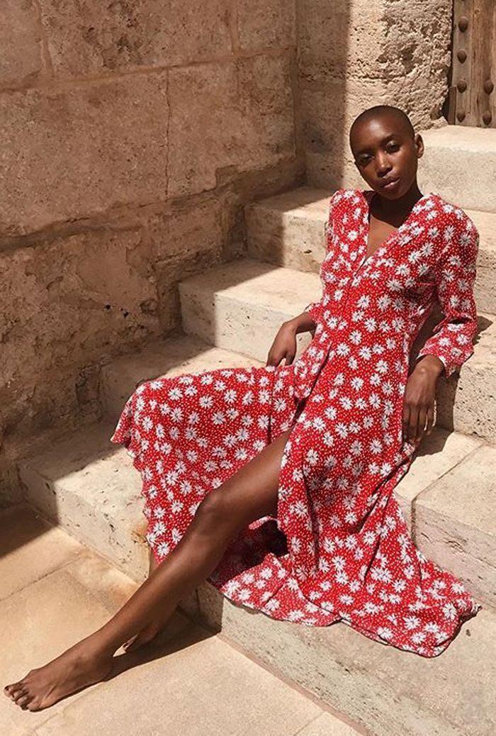 Zara red daisy discount dress