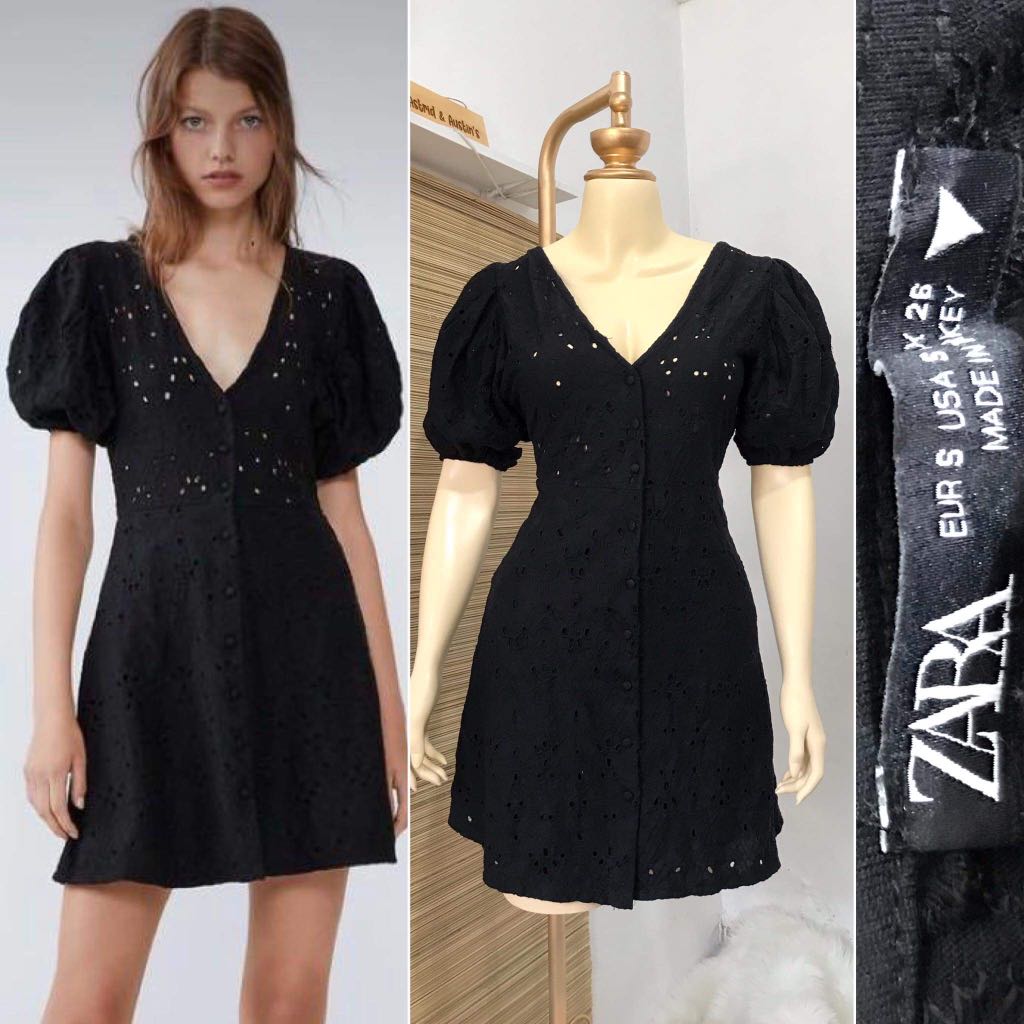 Zara black eyelet dress