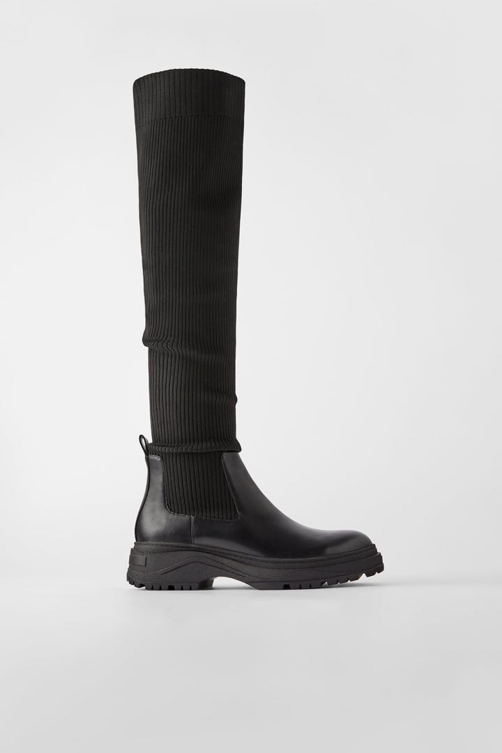 Knee high sock best sale boots zara