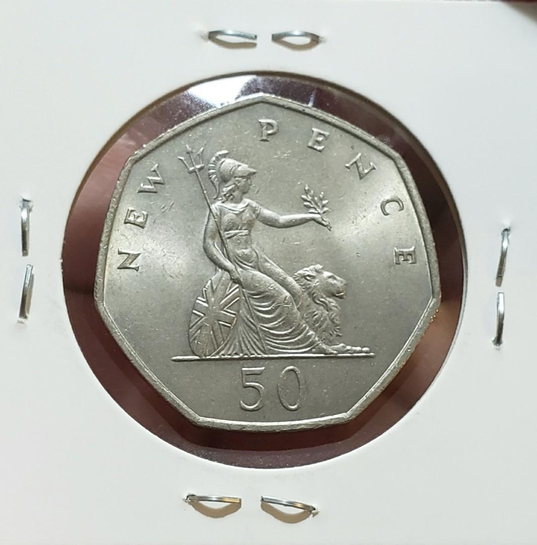 1969年英女皇伊利沙伯二世頭像英國50新便士少有7角形硬幣30mm UNC品相細節清晰車輪轉光, 興趣及遊戲, 收藏品及紀念品, 錢幣-  Carousell