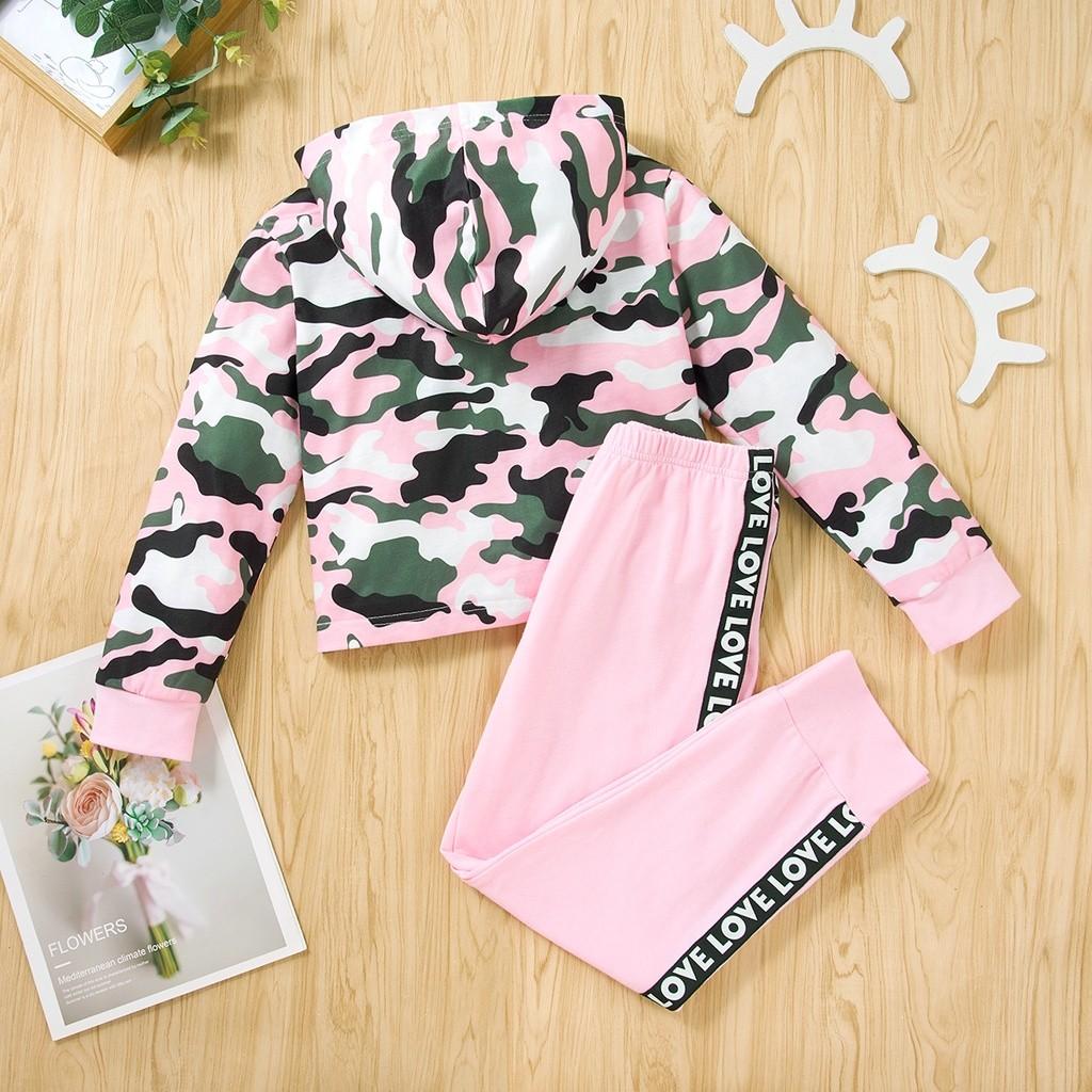 Girls pink camo top hoodie