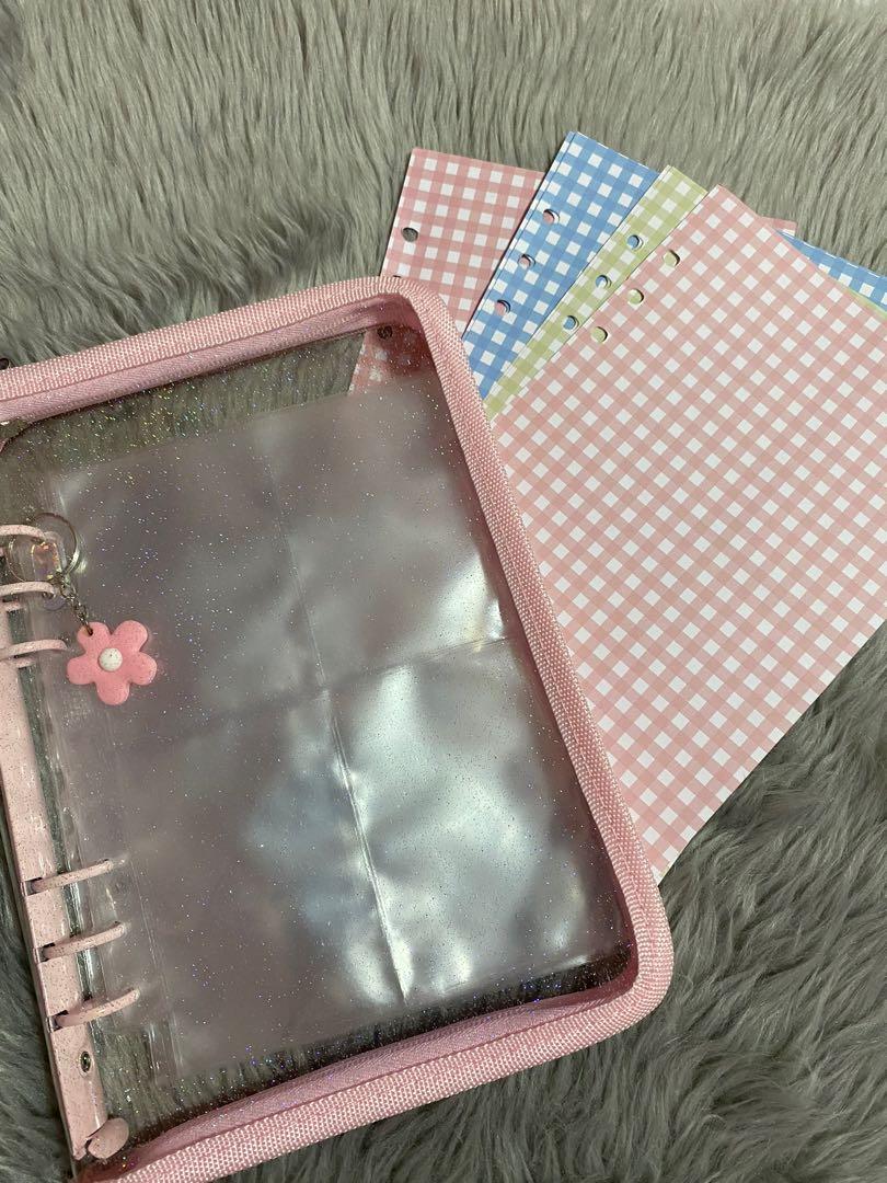 A5 Pink Glitter Zipper Binder, Hobbies & Toys, Memorabilia