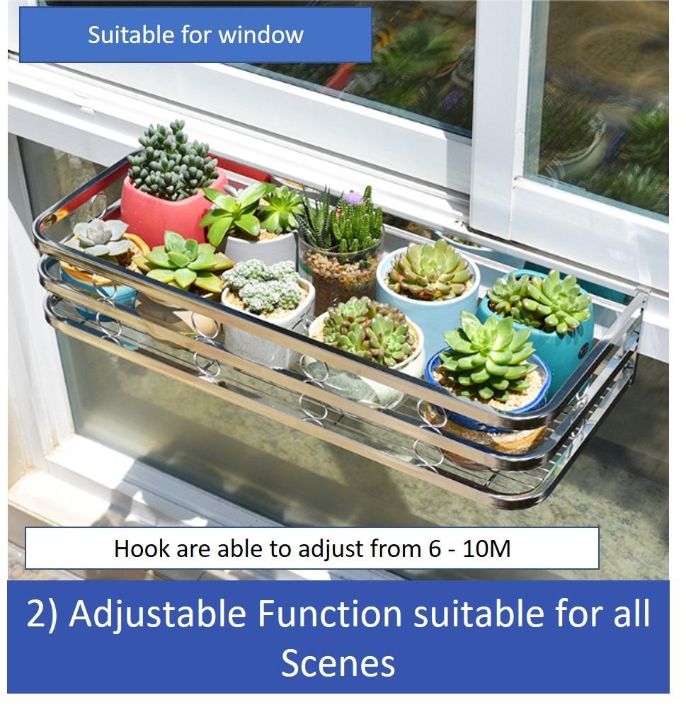 Adjustable Stainless Steel Rack Balcony Railing Flower Rack Hanging ...
