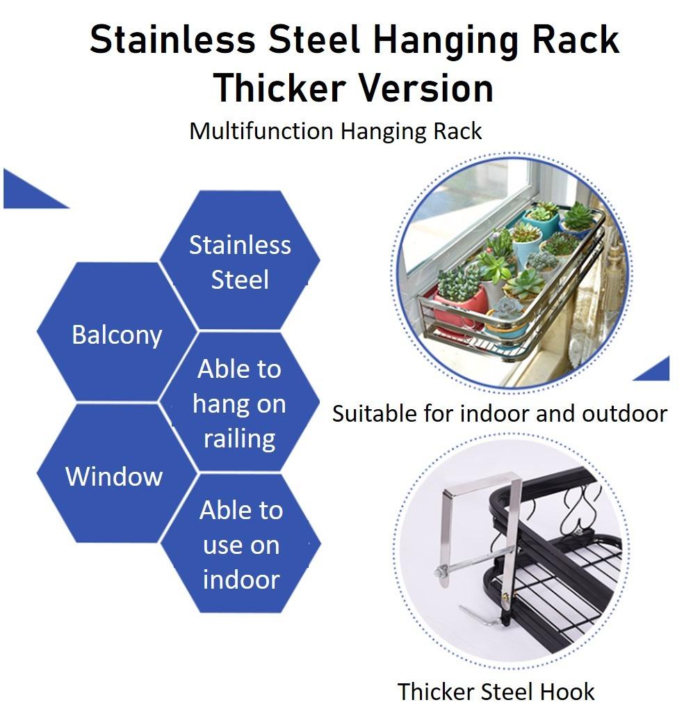 Adjustable Stainless Steel Rack Balcony Railing Flower Rack Hanging ...