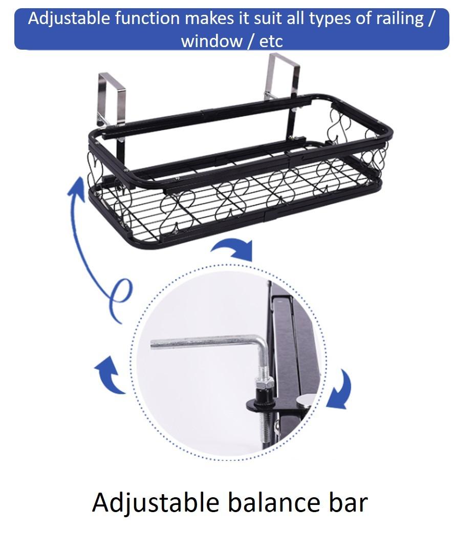 Adjustable Stainless Steel Rack Balcony Railing Flower Rack Hanging ...