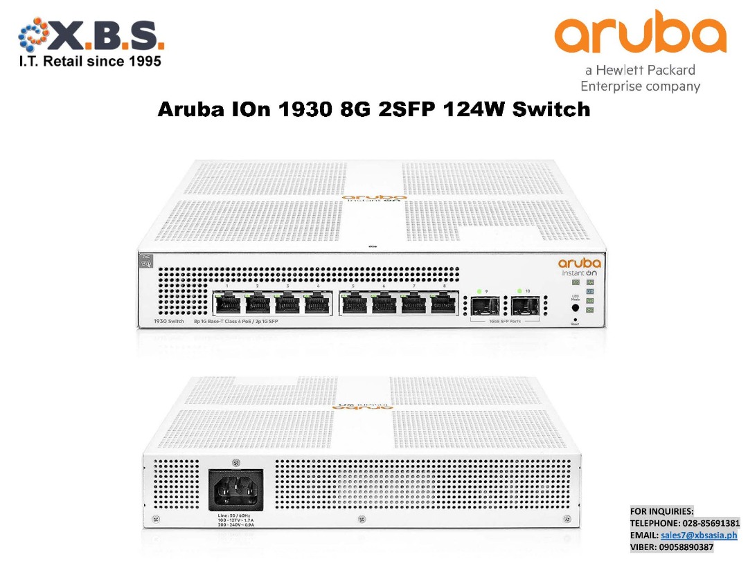 Aruba IOn 1930 8G 2SFP 124W Switch, Computers & Tech, Office & Business ...