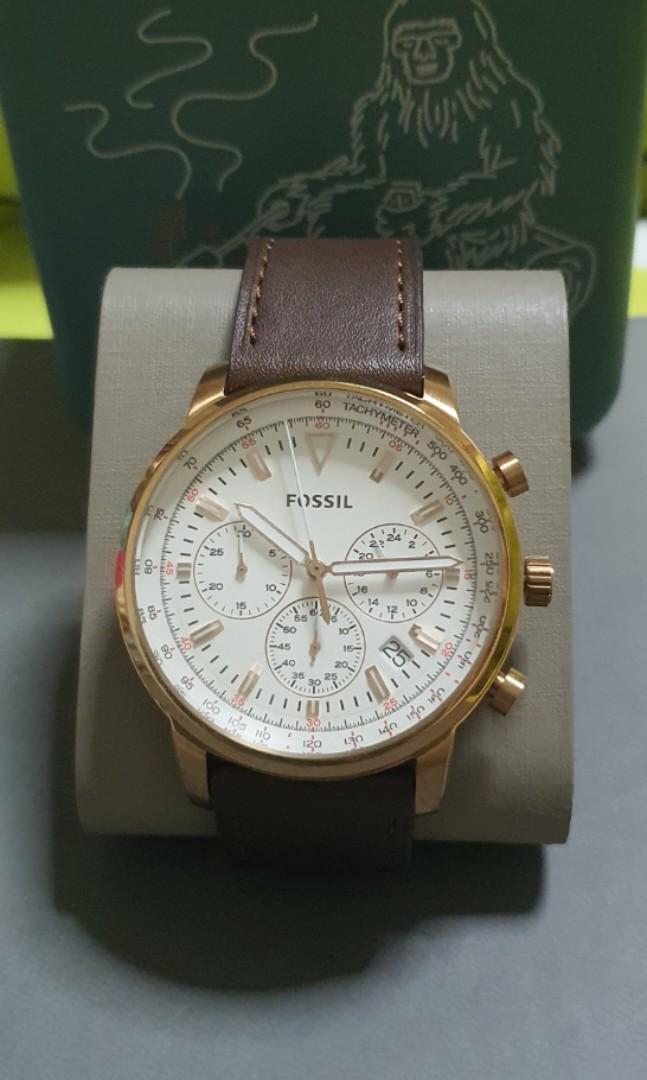 Authentic Fossil Goodwin Chronograph Stainless Steel Brown Genuine Leather Stap