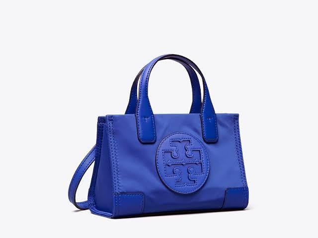 Authentic Tory Burch Ella Micro Tote in Blue, Luxury, Bags