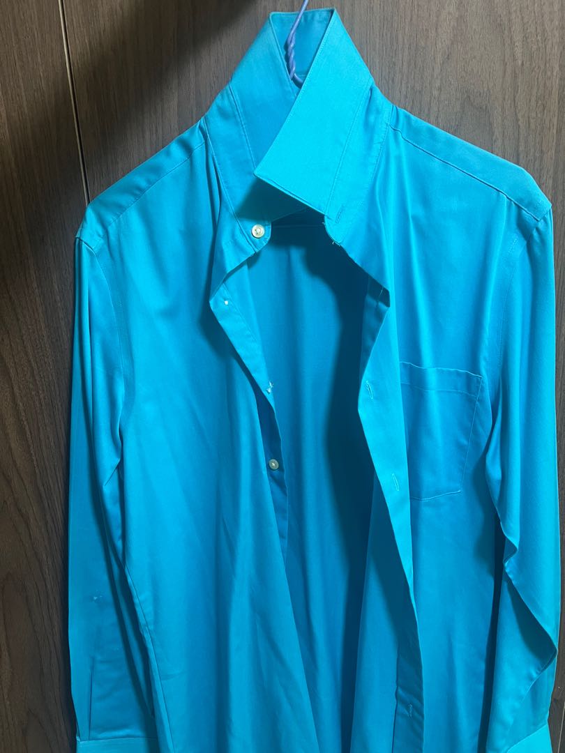 Azure Blue Shirt, Men's Fashion, Tops & Sets, Formal Shirts on Carousell