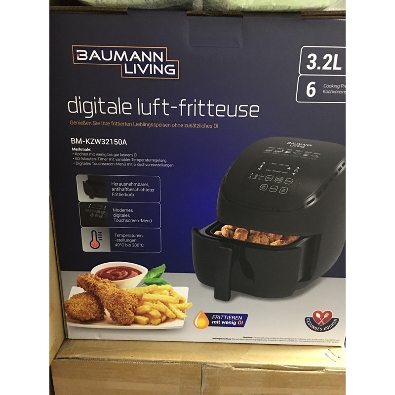 BAUMANN LIVING DIGITAL AIR FRYER 3.2L, TV & Home Appliances, Kitchen