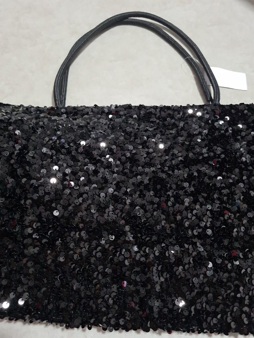 Black sequin tote 2025 bag