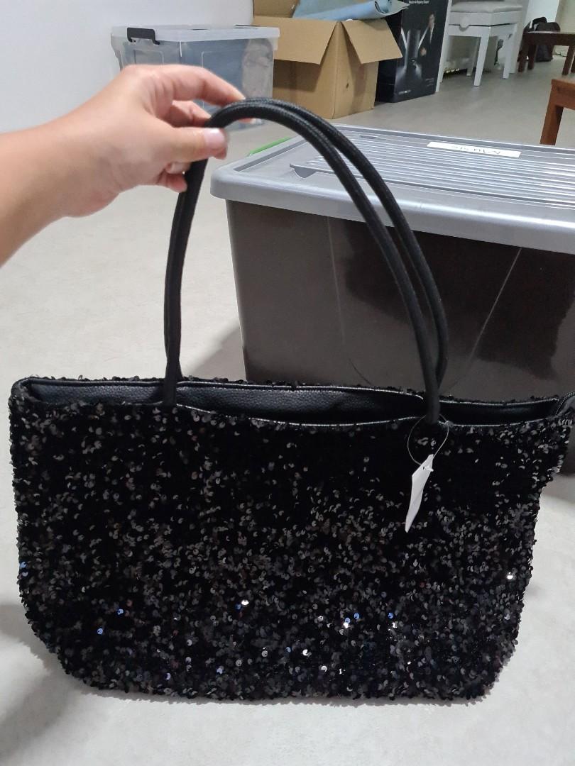 BNWT Black sequin big tote bag Women s Fashion Bags Wallets