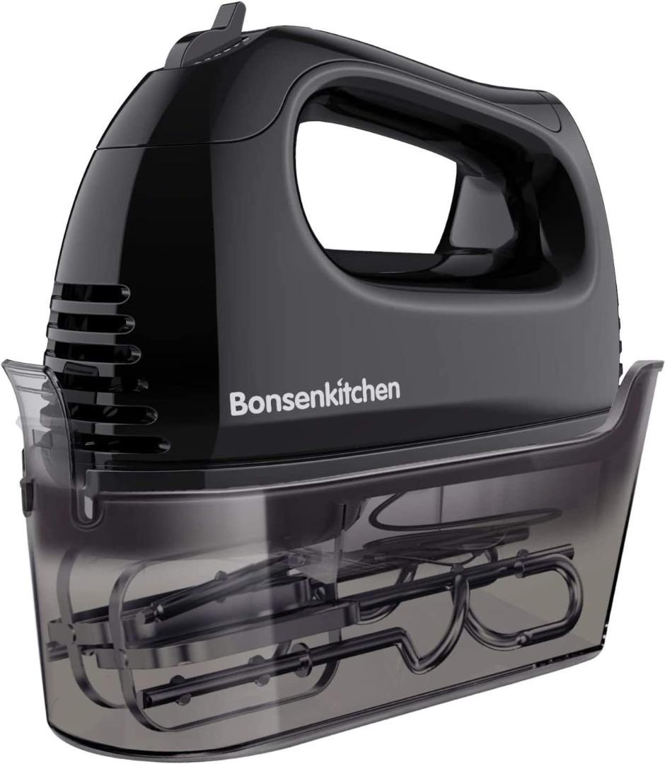 Bonsenkitchen 5-Speed 300W Hand Mixer with Eject Function Storage Case
