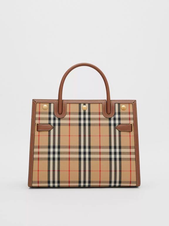 burberry mini leather two handle title bag