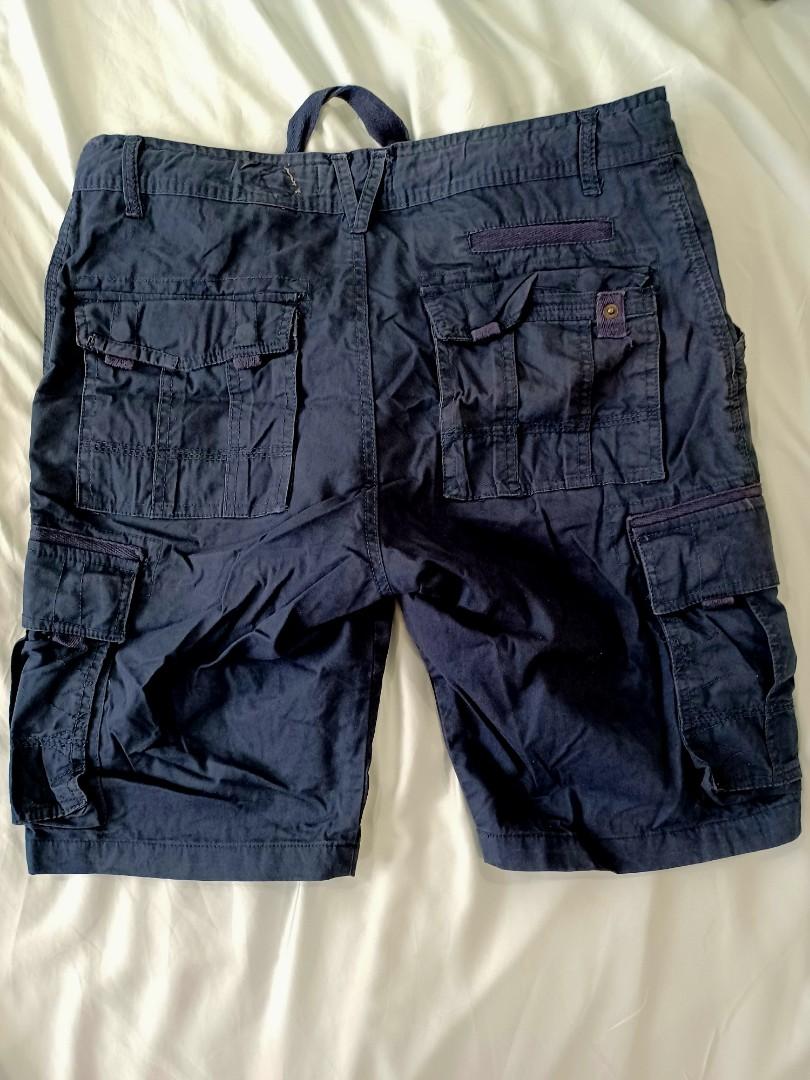 Mens dark clearance blue cargo shorts