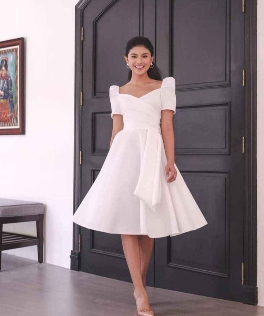 White casual dress for civil wedding shop