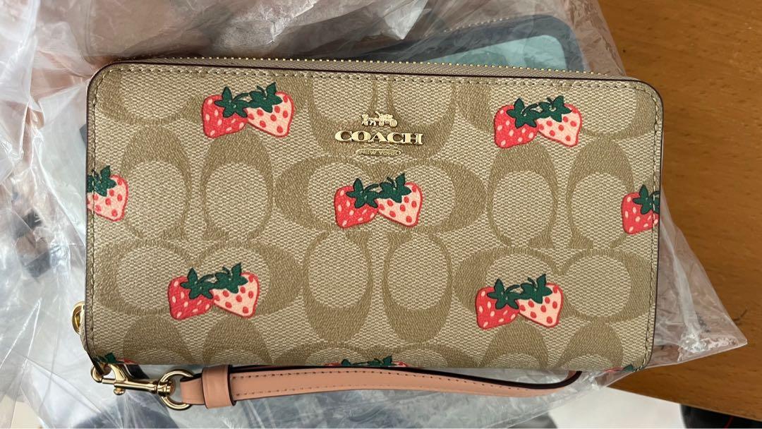 Double zip wallet in signature canvas with strawberry print sale