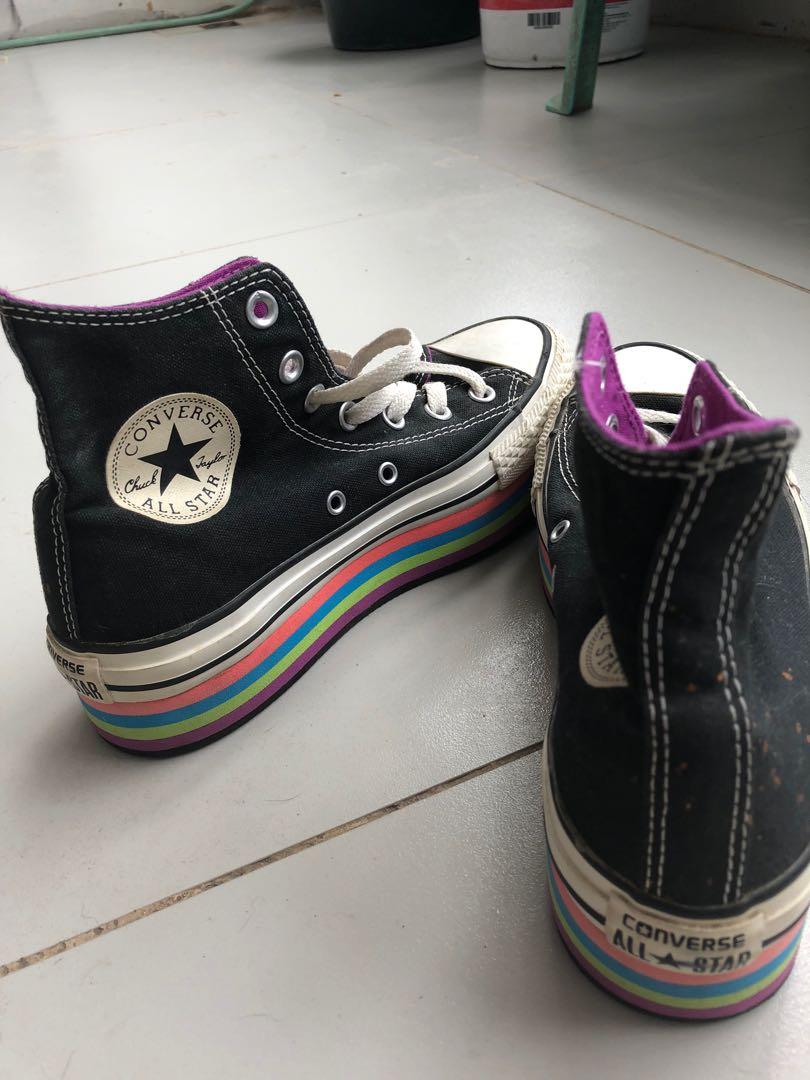 rainbow platform shoes converse