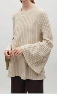 Cos Women's Wool Blend Knitted Peplum Sweater Bell Sleeves