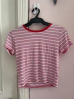 Cotton On Red Striped Crop Top