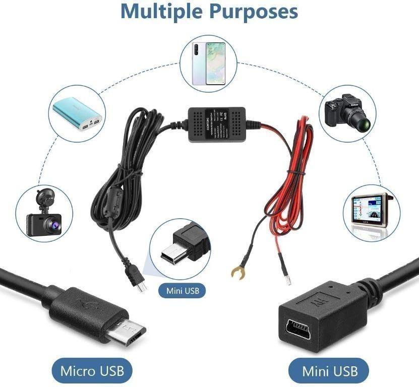 ssontong OBD2 OBD Power Cable for Dash Camera to Mini USB OBDII Adapter  Hardwire Charger 24 Hours Surveillance and Acc 2 Model : :  Electronics
