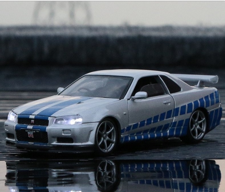 Diecast 1/32 Scale Fast & Furious Brian Nissan Skyline GTR R34 Model