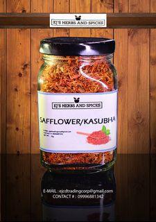 EJs Herbs and Spices SAFFLOWER / KASUBHA 70g in Square Glass Jar