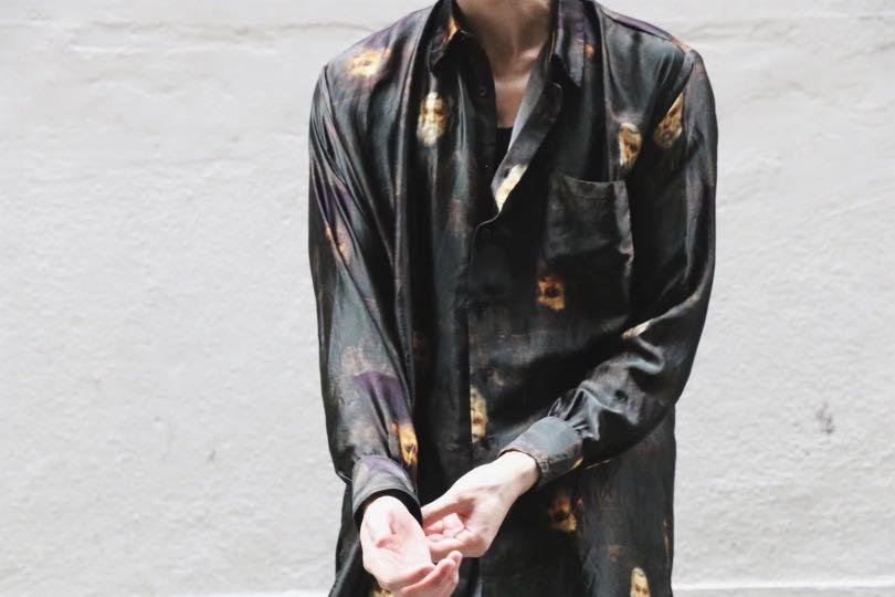 Geoffrey B. Small Silk Shirt 人頭print, 男裝, 上身及套裝, T-shirt