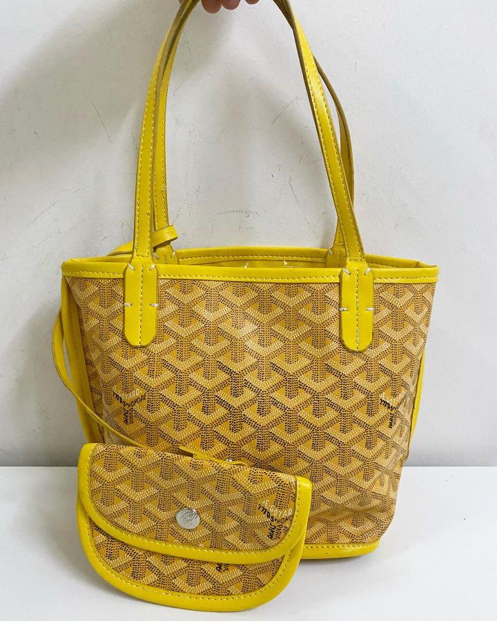 Goyard mini Anjou tote bag canvas / calfskin yellow SHW
