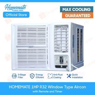 HOMEMATE 1HP R32 Remote Controlled Window Type Air Conditioner Max Cooling Guaranteed (Non-inverter)