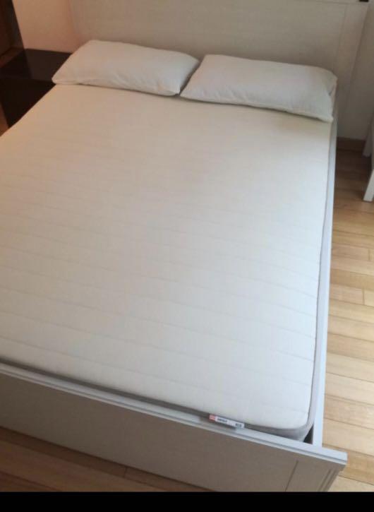 Ikea Brusali bed and Hafslo mattress 150 x 200, Furniture & Home Living, Furniture, Bed Frames