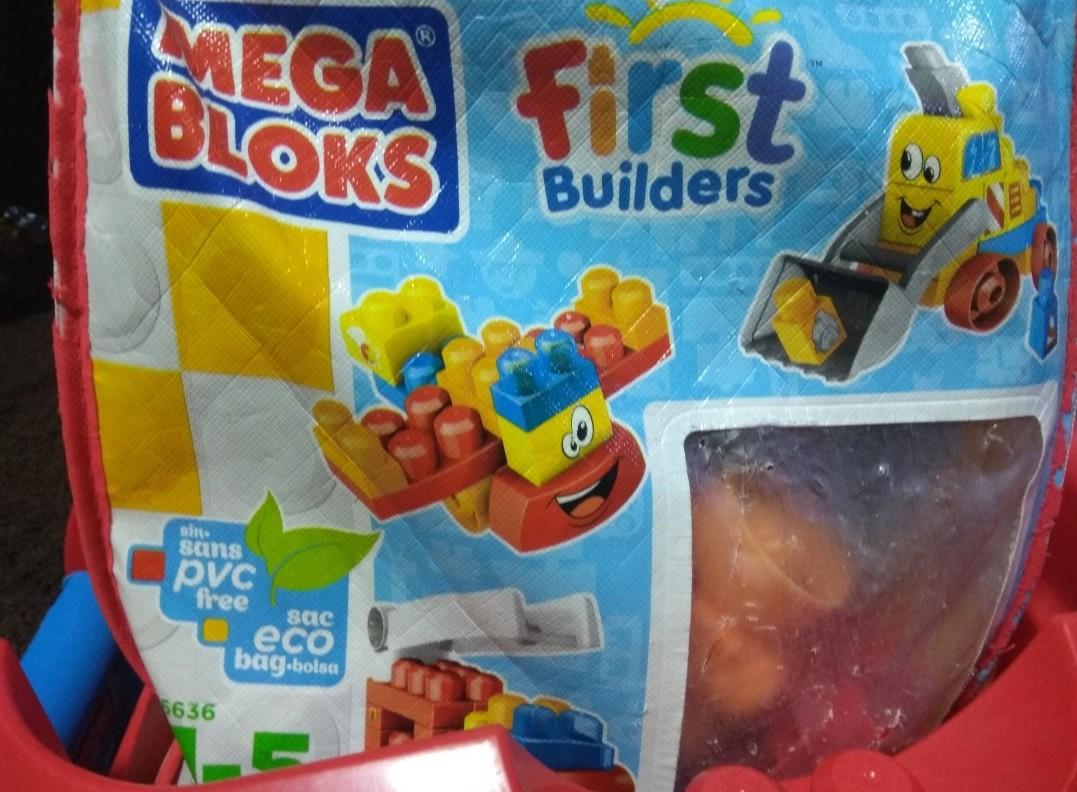 MEGA BLOKS First Builders Set Wagon with Extra Blocks, Babies & Kids
