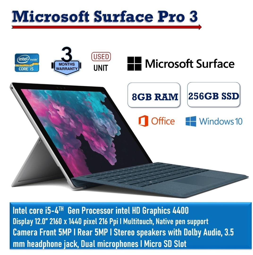 Microsoft Surface Pro 3 intel Core i5 4th Gen Processor 12.0 ...