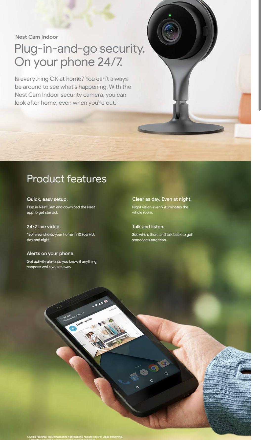 Nest cam indoor plug in and go security sales