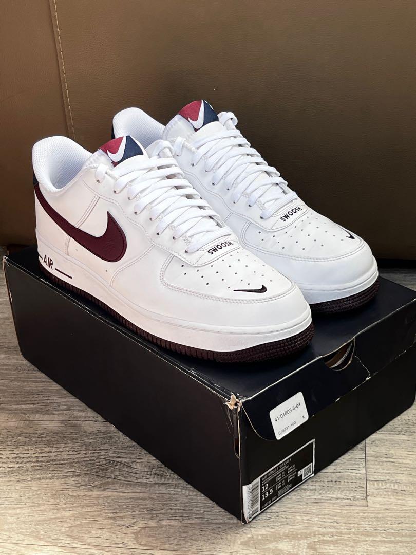 Pre-owned Nike Air Force One 1 Low '07 Lv8 White Night Maroon Obsidian  Cj8731-100 Size 10