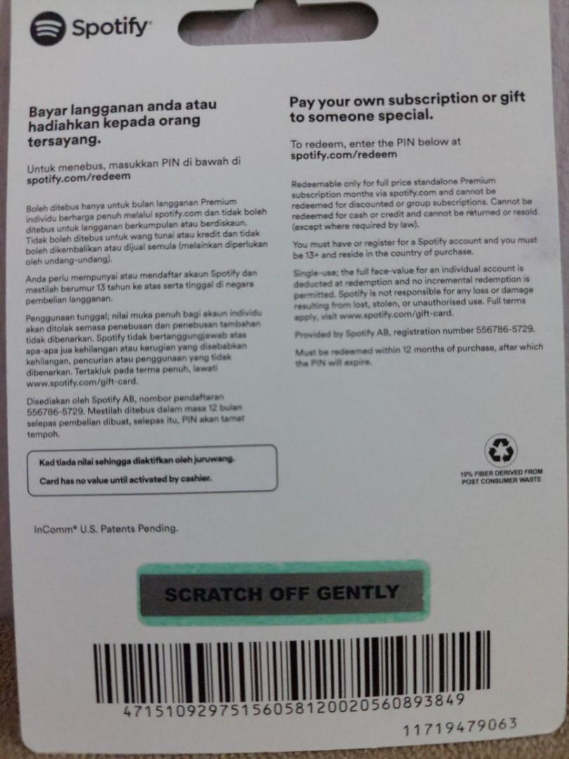Spotify Premium Card, Tickets & Vouchers, Vouchers on Carousell
