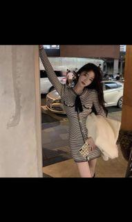 Striped knit mini dress