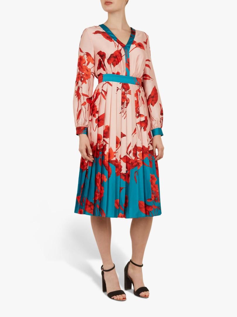 Ted baker karolyn fantasia pleated sales midi dress