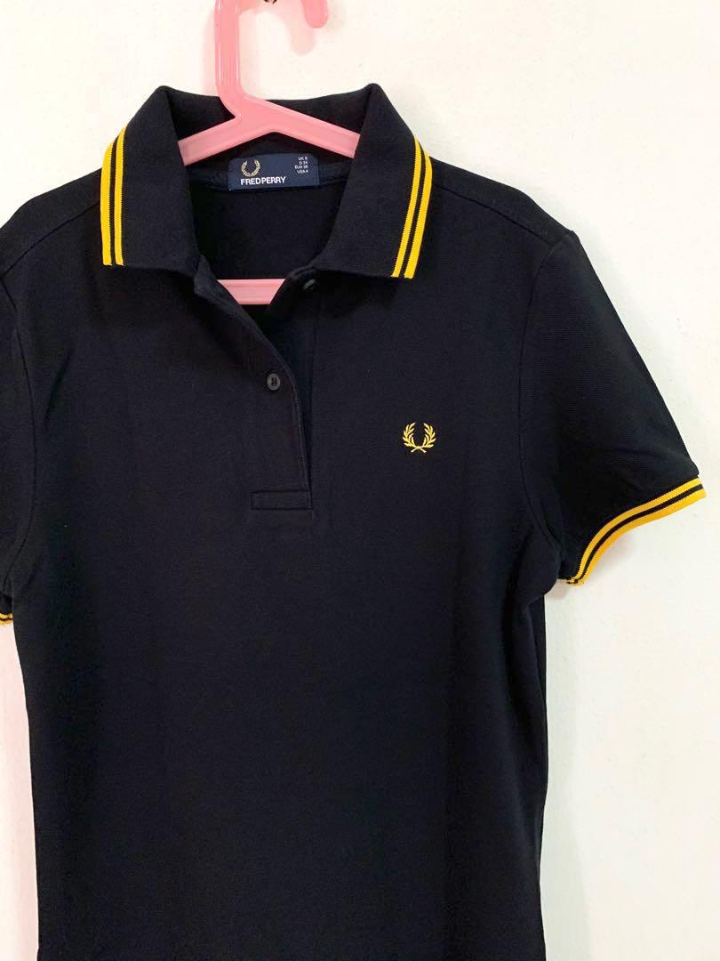 The Fred Perry Shirt Black Yellow Men s Fashion Tops Sets