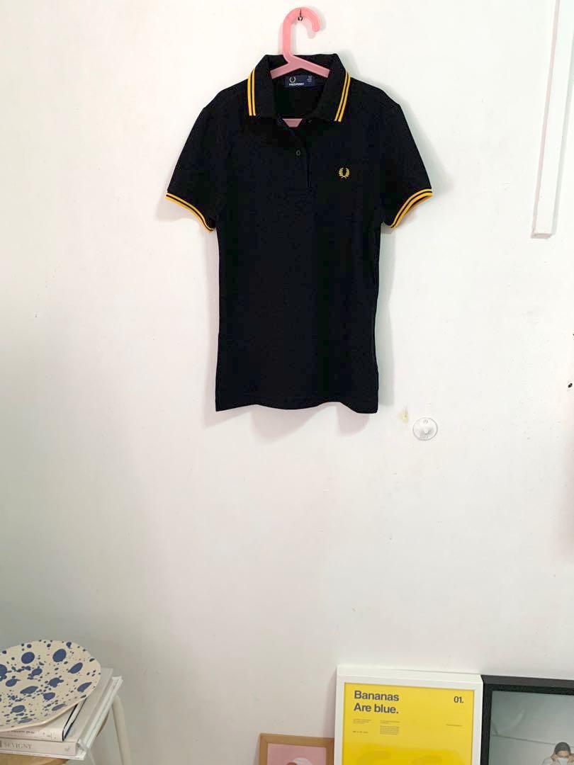 The Fred Perry Shirt Black / Yellow, Men's Fashion, Tops & Sets